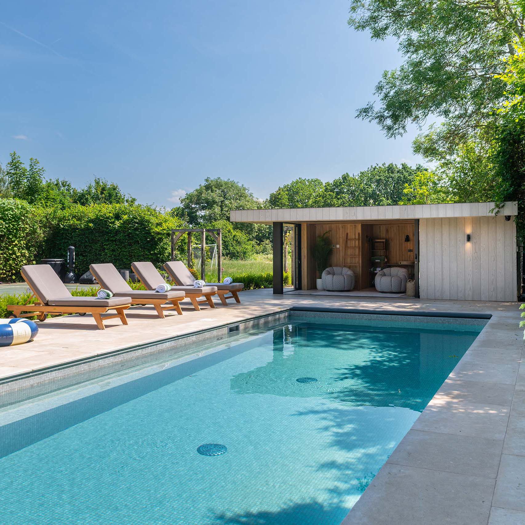 Pool house with sauna